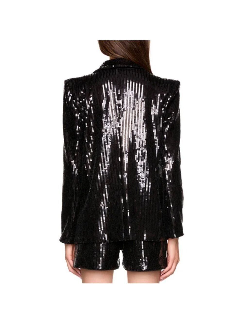 NWT Susana Monaco Black Sequin Blazer Front Snap Size Small - Picture 9 of 13